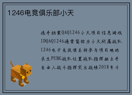 1246电竞俱乐部小天